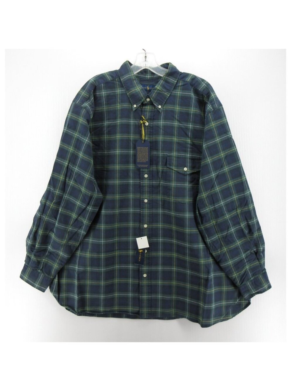 Ralph Lauren Shirt 2XB Big Oxford Cloth OCBD Iconic Plaid Flap Pocket